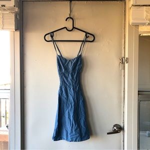 Denim mini dress! Crossbody straps!